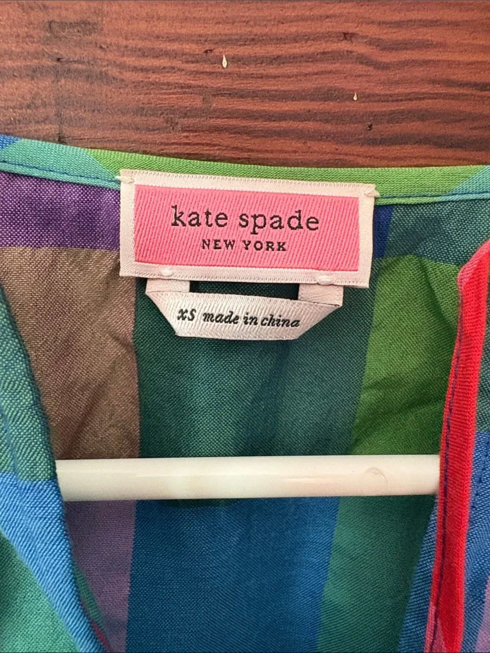 Kate Spade Madras Sleeve Puff Top Size XS